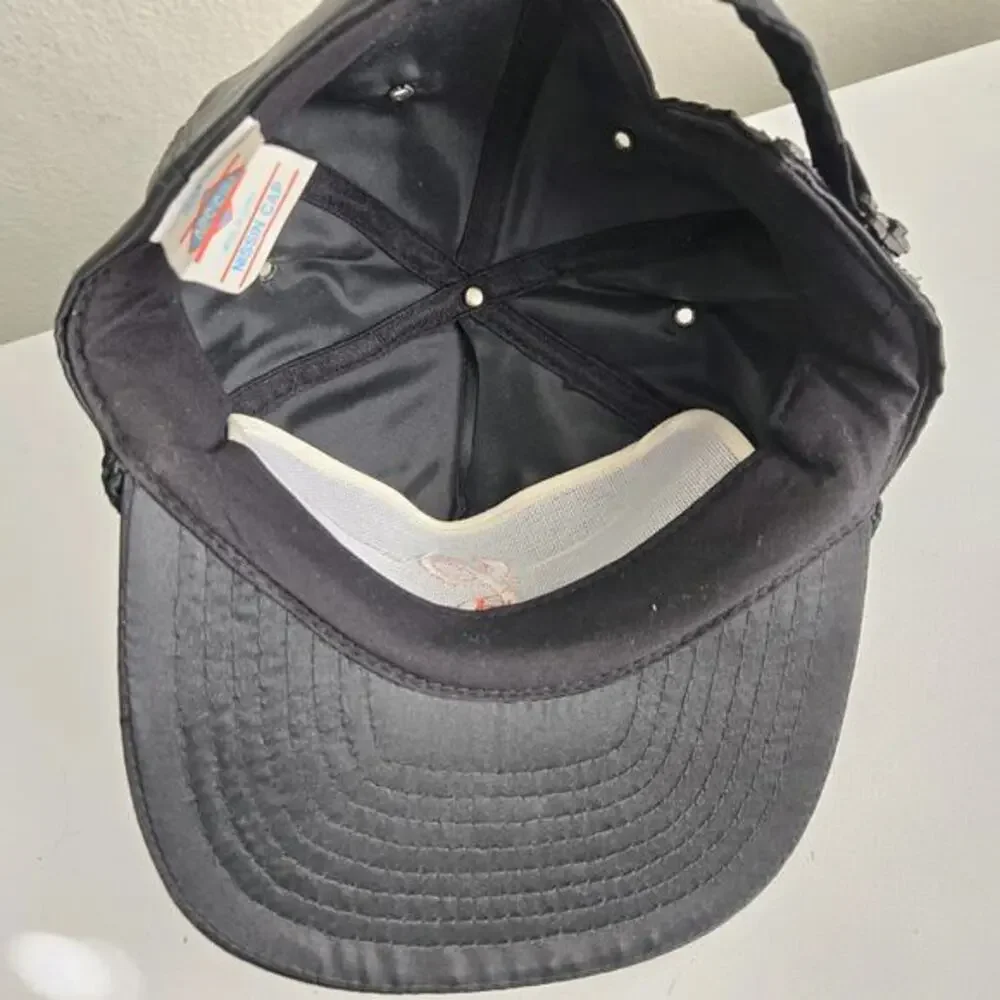 Vintage‎ Chicago White Sox Adjustable Hat Cap Black Split Bar Nylon Nissin Rare